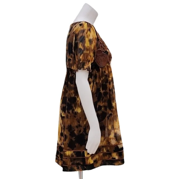 VINTAGE ECI Babydoll Tunic Top Mini Dress 10 L Appliques Rosette Ruffles Y2K - Picture 4 of 16